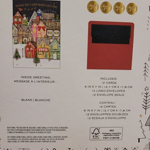 Nicole Miller Christmas Embellished Greeting Card Modern Village Night Sky 12 Ct - Picture 5 of 5